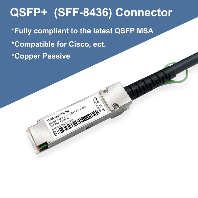 HYFIBER QSFP to SFF-8088 MiniSAS Cable, SFF-8436 to SFF-8088 External DDR Hybrid SAS Cable, 100-Ohm, 3 Meter(9.8ft), Copper Passive for NetApp - Image 4